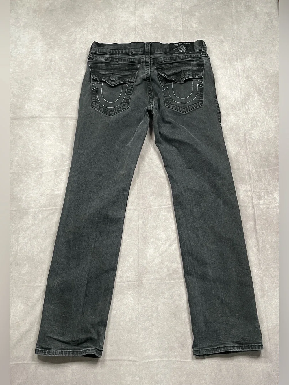 True Religion Ricky Jeans Mens Size 33 Black Back Flap Pocket Relaxed Straight